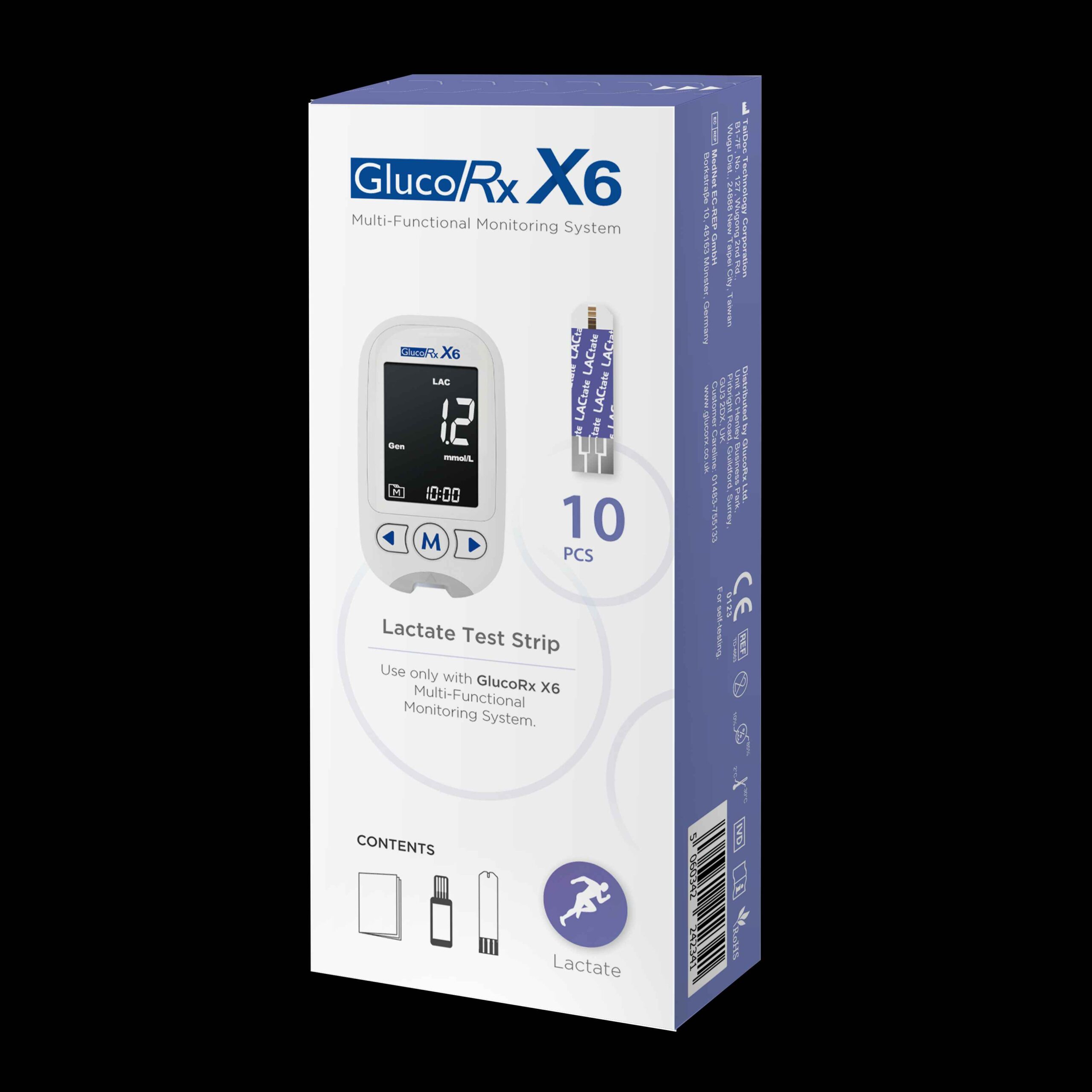 GlucoRx X6 Lactate Test Strips (10)